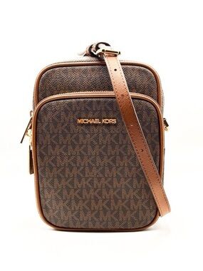 NWOT Michael Kors Jet Set Travel Medium Logo Chain Crossbody Bag in Brown